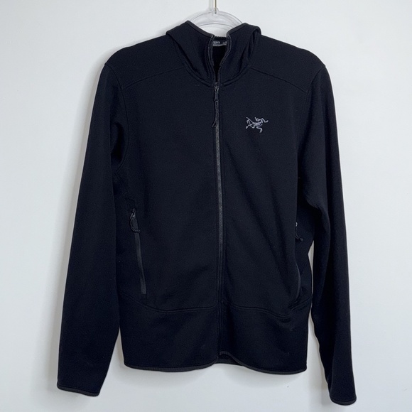 Men’s Arc’teryx Full Zip hooded Fleece Kyanite Lightweight Black Jacket M - Picture 1 of 14
